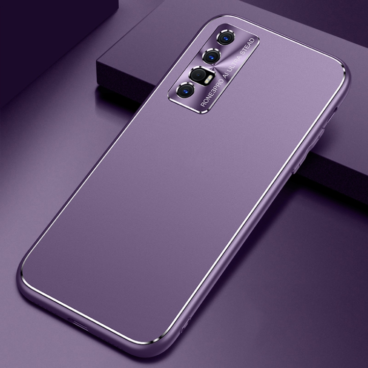 

For OPPO Reno3 / K7 Cool Frosted Metal TPU Shockproof Case(Purple)