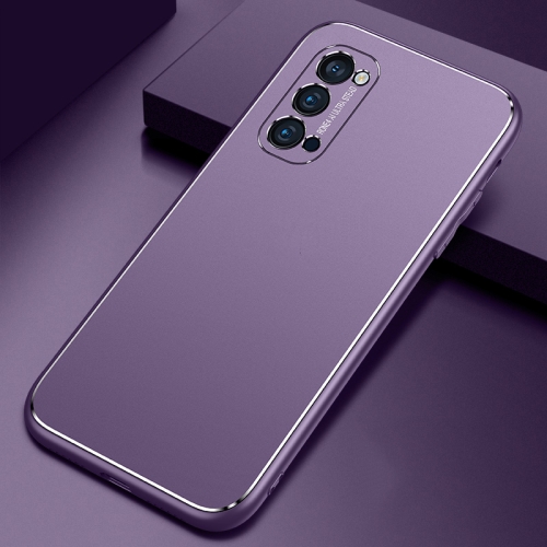 

For OPPO Reno4 Cool Frosted Metal TPU Shockproof Case(Purple)