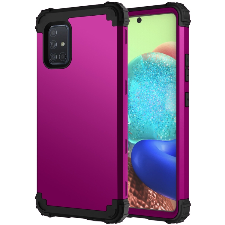 

For Samsung Galaxy A71 5G 3 in 1 Shockproof PC + Silicone Protective Case(Dark Purple + Black)