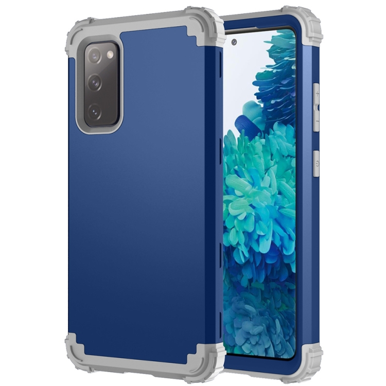 

For Samsung Galaxy S20 FE 3 in 1 Shockproof PC + Silicone Protective Case(Navy Blue + Grey)
