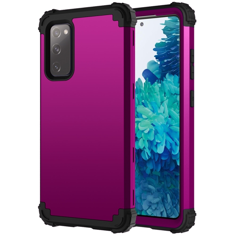 

For Samsung Galaxy S20 FE 3 in 1 Shockproof PC + Silicone Protective Case(Dark Purple + Black)