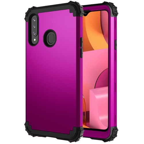 

For Samsung Galaxy A02s 3 in 1 Shockproof PC + Silicone Protective Case(Dark Purple + Black)