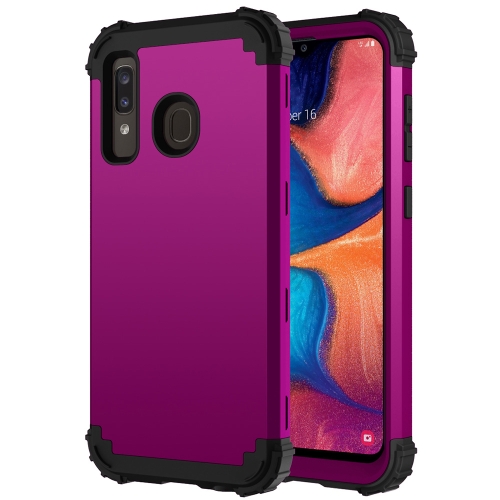 

For Samsung Galaxy A20 / A30 / A50 3 in 1 Shockproof PC + Silicone Protective Case(Dark Purple + Black)
