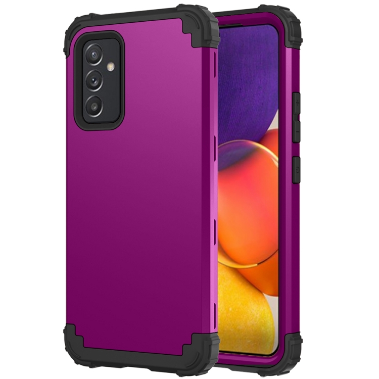 

For Samsung Galaxy A82 5G 3 in 1 Shockproof PC + Silicone Protective Case(Dark Purple + Black)