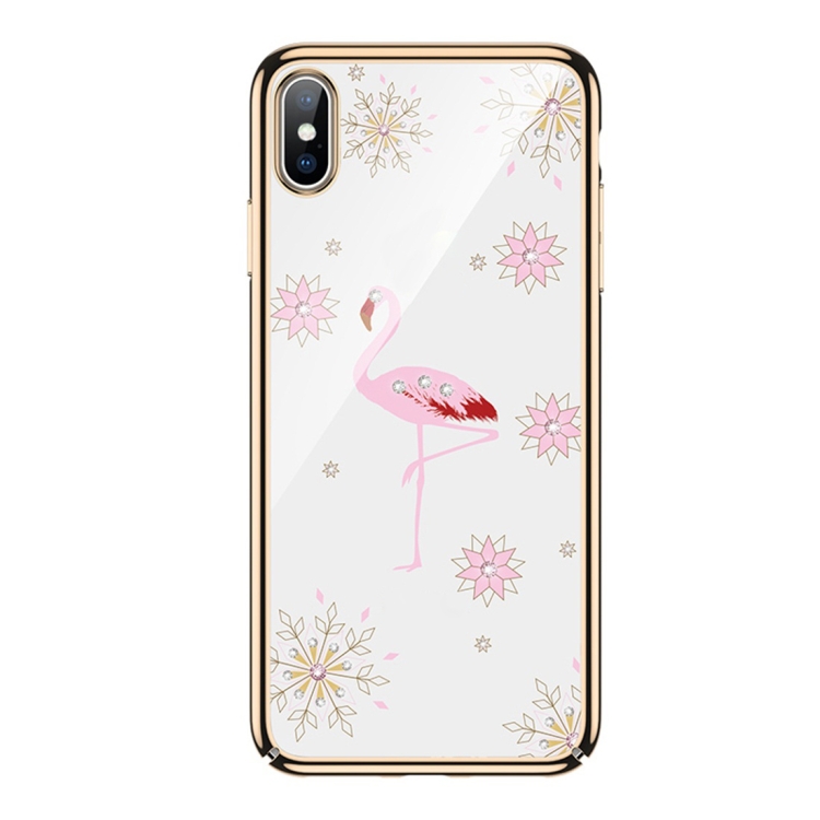 

For iPhone XR SULADA 3D Laser Engraving PC Plating Diamond Protective Case(Gold)