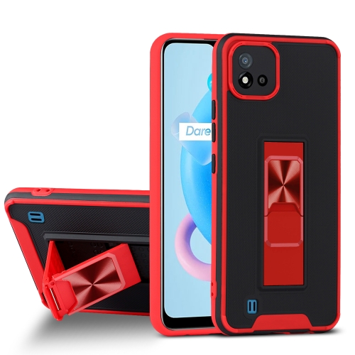 

For OPPO Realme C20 Dual-color Skin Feel TPU + PC Magnetic Shockproof Case with Invisible Holder(Red)