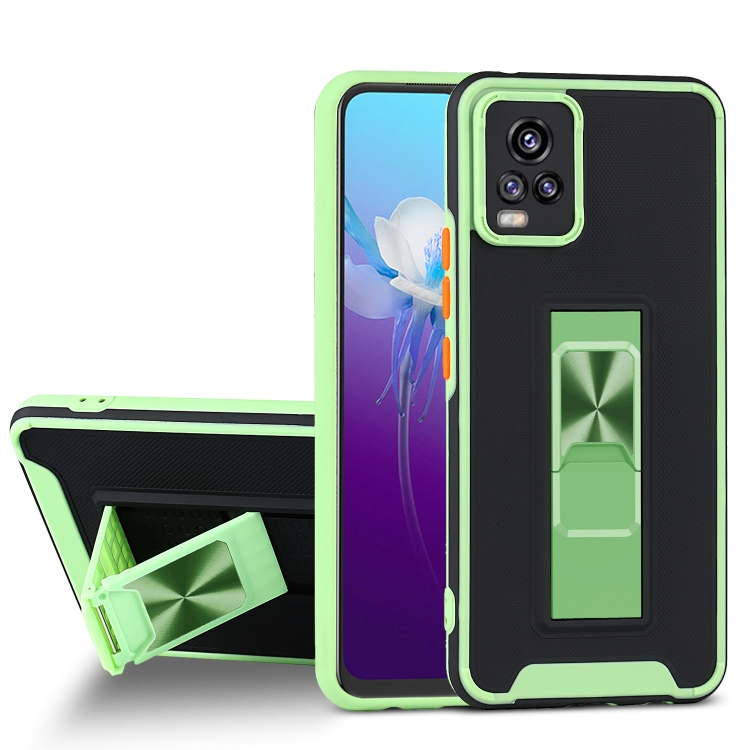 

For vivo V20 Dual-color Skin Feel TPU + PC Magnetic Shockproof Case with Invisible Holder(Green)