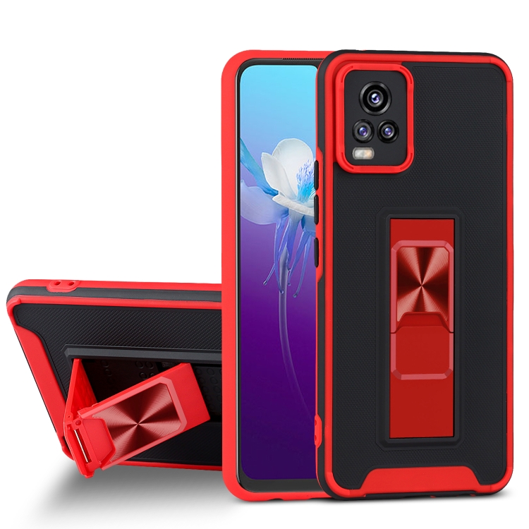 

For vivo V20 Dual-color Skin Feel TPU + PC Magnetic Shockproof Case with Invisible Holder(Red)