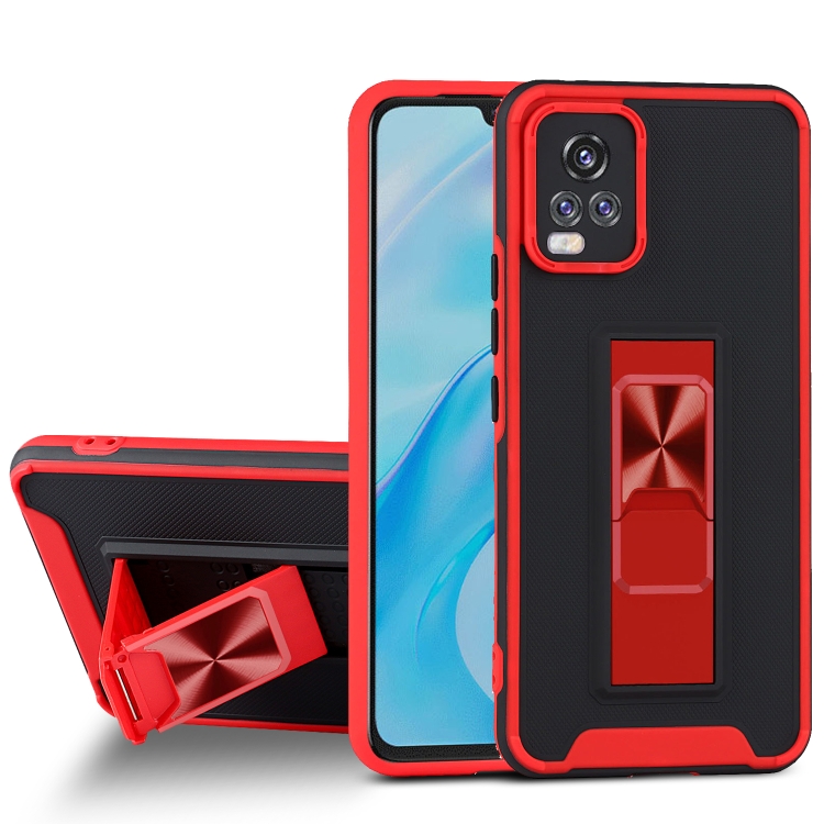 

For vivo V20 Pro Dual-color Skin Feel TPU + PC Magnetic Shockproof Case with Invisible Holder(Red)