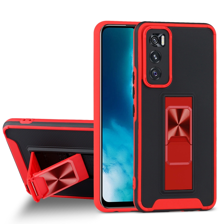 

For vivo V20 SE Dual-color Skin Feel TPU + PC Magnetic Shockproof Case with Invisible Holder(Red)