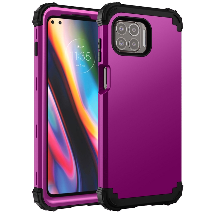 

For Motorola Moto G 5G Plus 3 in 1 Shockproof PC + Silicone Protective Case(Dark Purple + Black)