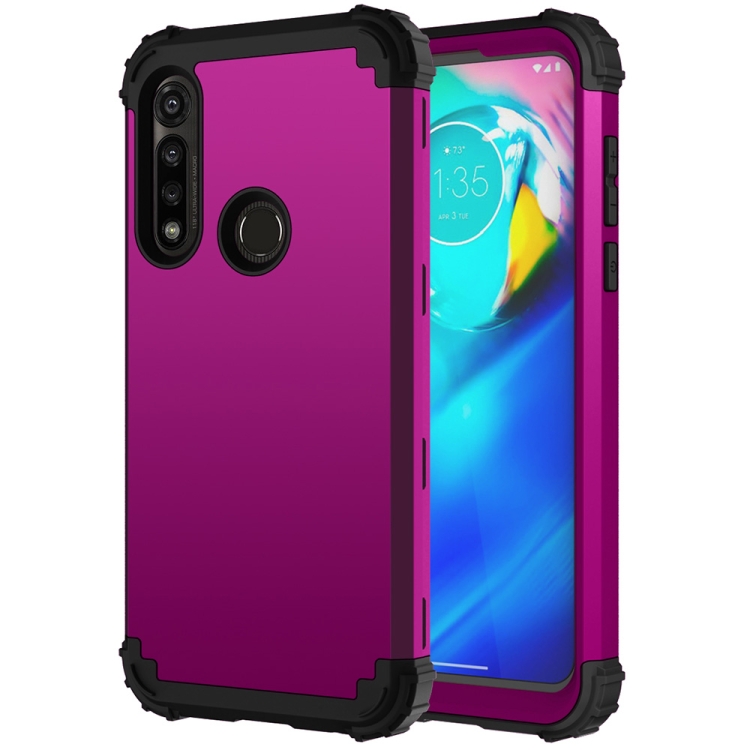 

For Motorola Moto G Power 3 in 1 Shockproof PC + Silicone Protective Case(Dark Purple + Black)