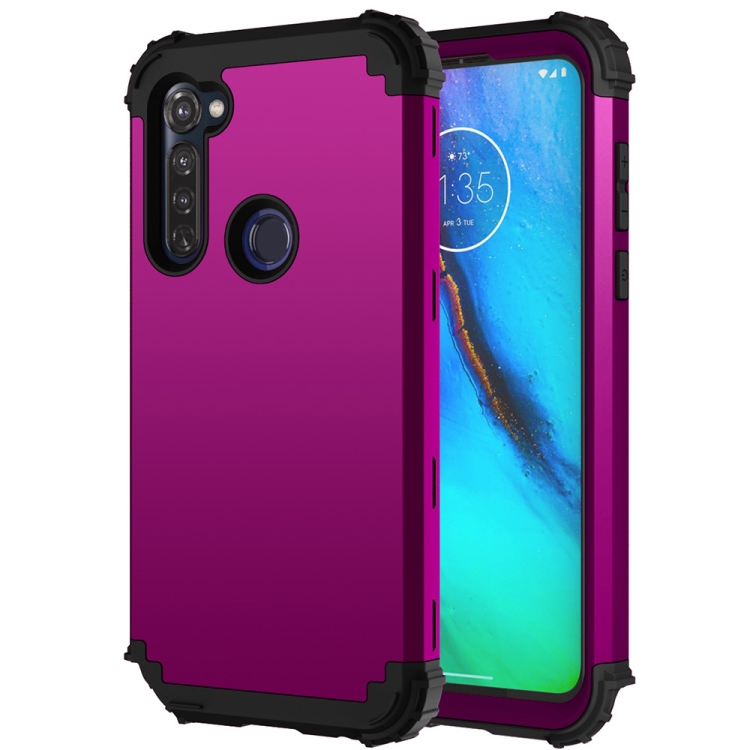 

For Motorola Moto G Stylus 3 in 1 Shockproof PC + Silicone Protective Case(Dark Purple + Black)