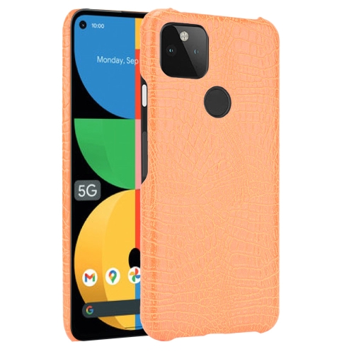 

For Google Pixel 5a 5G Shockproof Crocodile Texture PC + PU Case(Orange)