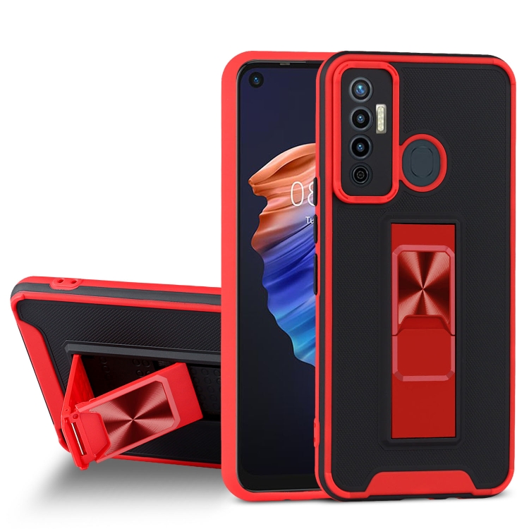 

For Tecno Camon 17 Dual-color Skin Feel TPU + PC Magnetic Shockproof Case with Invisible Holder(Red)