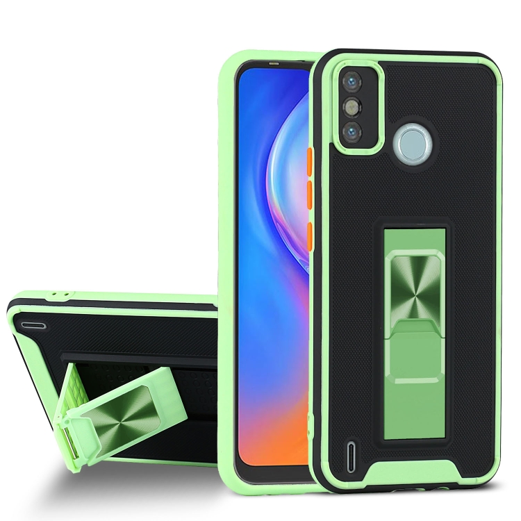 

For Tecno Spark 6 Go Dual-color Skin Feel TPU + PC Magnetic Shockproof Case with Invisible Holder(Green)