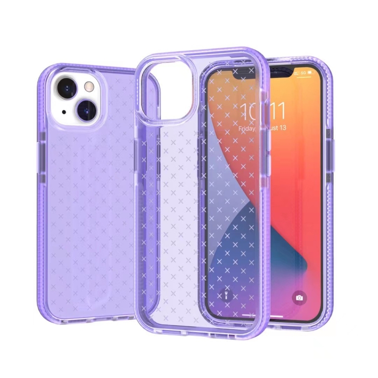 

Check Pattern Two-color TPU Protective Case For iPhone 13 Pro(Purple)