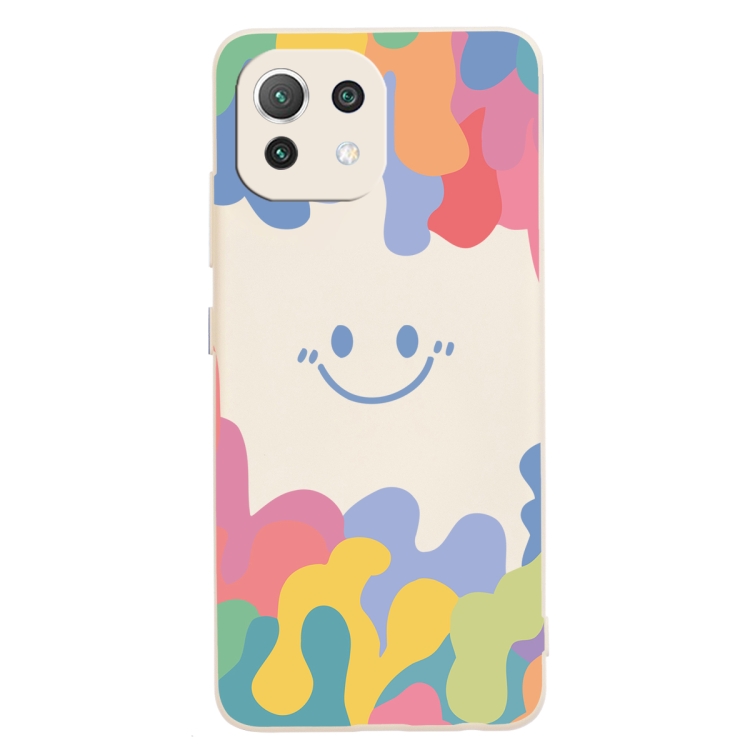 

For Xiaomi Mi 11 Lite 5G Painted Smiley Face Pattern Liquid Silicone Shockproof Case(White)