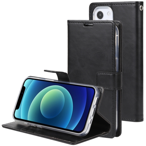 GOOSPERY BLUE MOON Crazy Horse Texture Horizontal Flip Leather Case with Holder & Card Slot & Wallet For iPhone 13(Black)