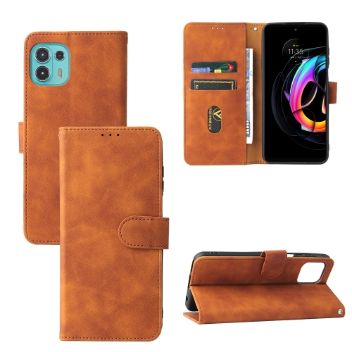 

Solid Color Skin Feel Magnetic Buckle Horizontal Flip Calf Texture PU Leather Case with Holder & Card Slots & Wallet For Motorola Edge 20 Lite(Brown)