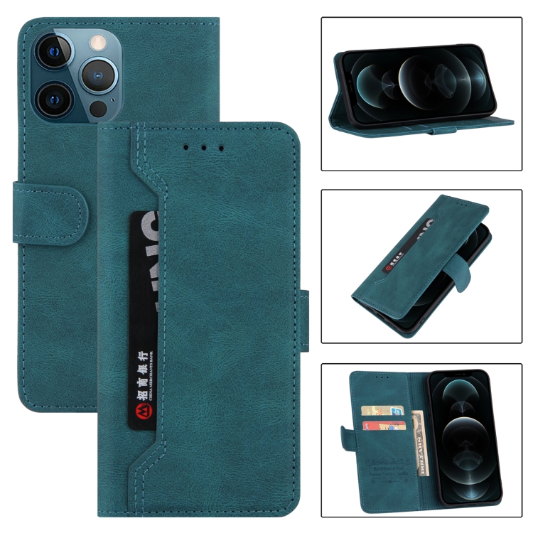 

Reverse Buckle Horizontal Flip PU Leather Case with Holder & Card Slot & Wallet For iPhone 13 Pro Max(Lake Blue)