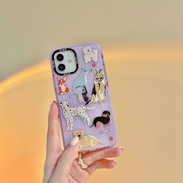

Painted Pattern Thickened TPU Shockproof Protective Case For iPhone 12(Cute Dog)