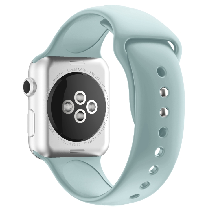 

For Apple Watch Series 5 & 4 40mm / 3 & 2 & 1 38mm Rivet Silicone Strap Watch Band(Gemstone Green)