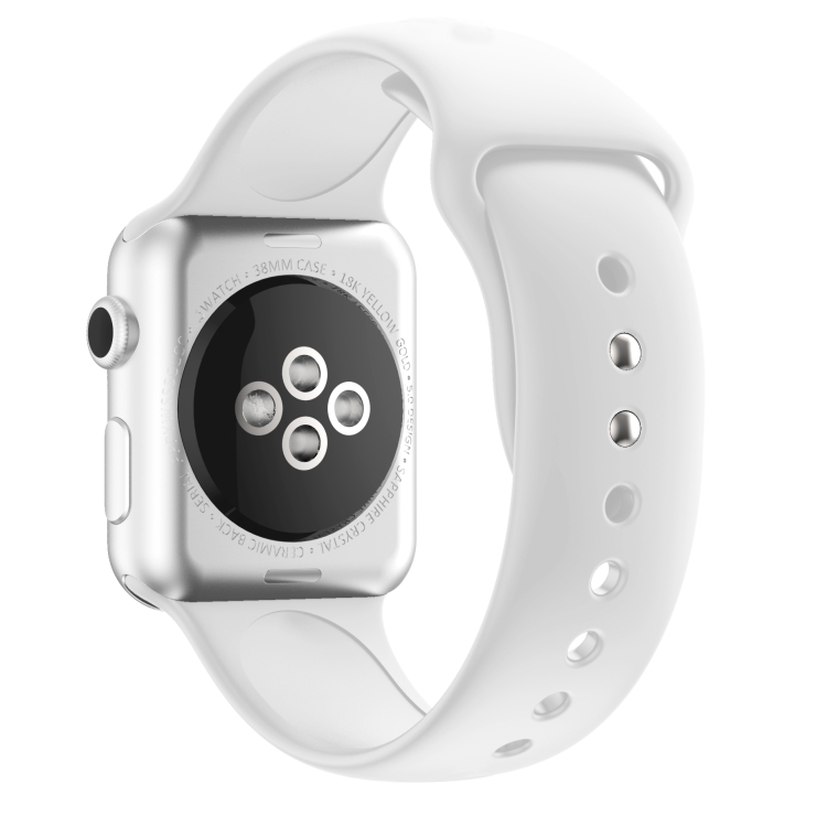 

For Apple Watch Series 6 & SE & 5 & 4 44mm / 3 & 2 & 1 42mm Rivet Silicone Strap Watch Band(White)