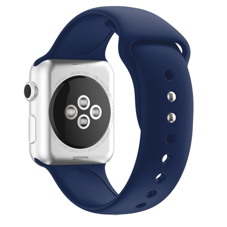 

For Apple Watch Series 5 & 4 44mm / 3 & 2 & 1 42mm Rivet Silicone Strap Watch Band(Midnight Blue)