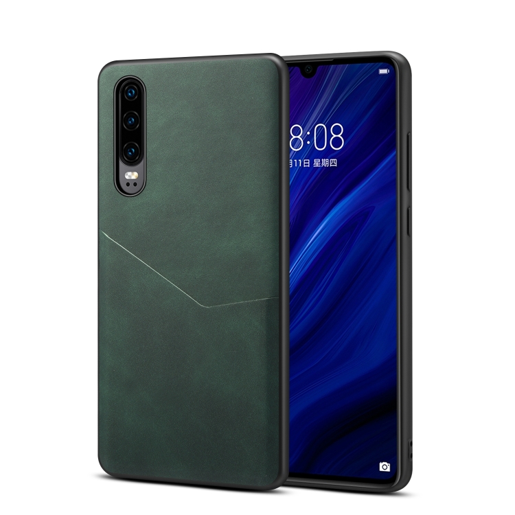 

For Huawei P30 Skin Feel PU + TPU Protective Case with Card Slot(Green)