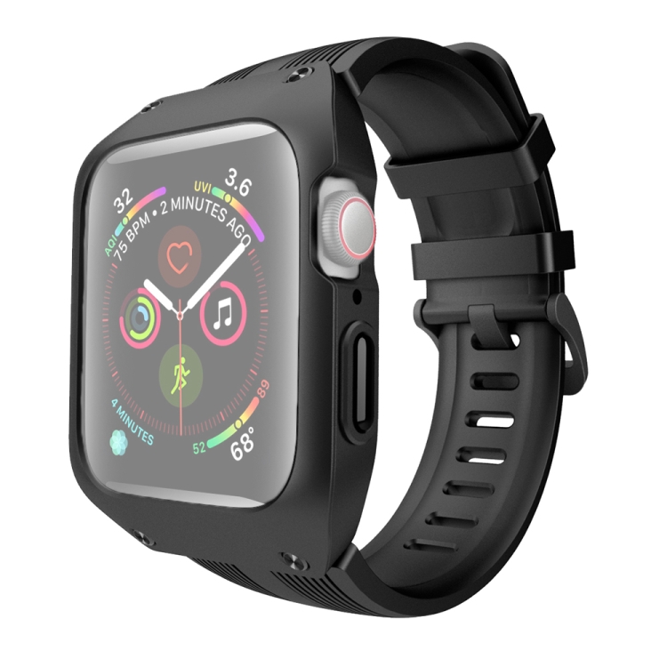 

For Apple Watch Series 3&2&1 38mm Separable Armor Shockproof Silicone Case + Strap Watch Band(Black)