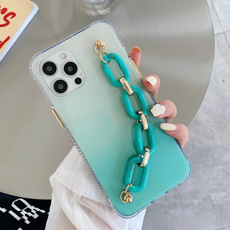 

Gradient + Oval Ring Bracelet TPU Phone Protective Case For iPhone 12 mini(Gradient Green)