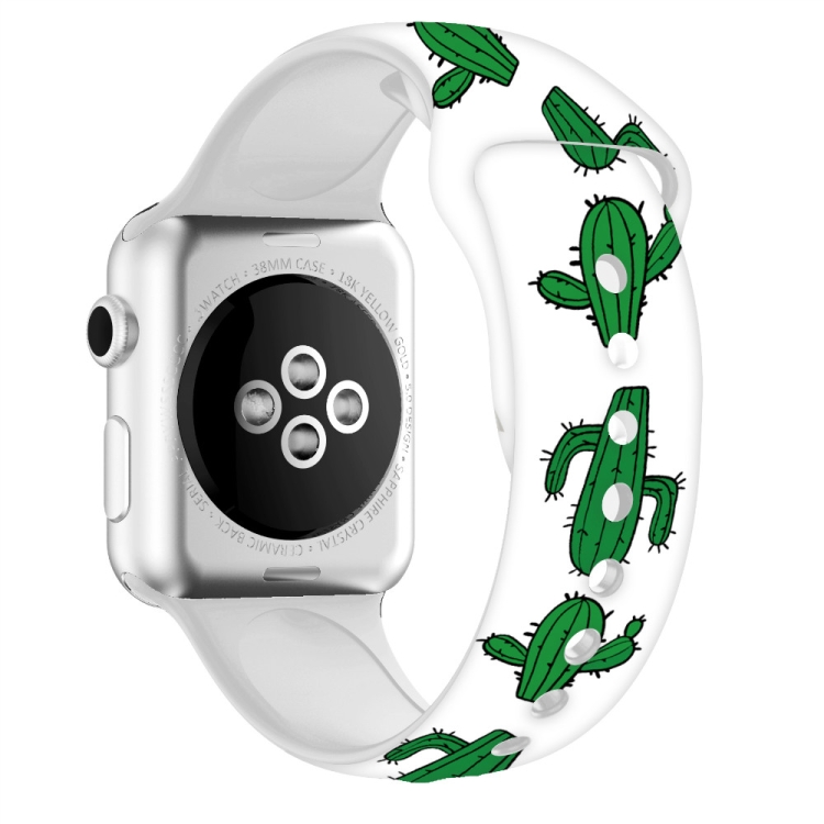 

For Apple Watch Series 5 & 4 40mm / 3 & 2 & 1 38mm 3D Printing Double Nail Buckle Silicone Strap Watchband(Cactus)