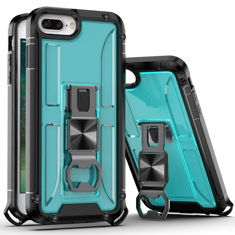 

PC + TPU Shockproof Protective Case with Corkscrew Holder For iPhone 8 Plus & 7 Plus(Sky Blue)