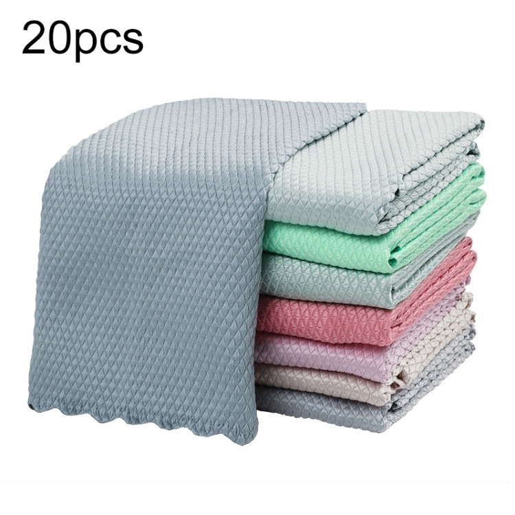 

20 PCS Non-Marking And Easy-To-Dry Fish Scale Rags Kitchen Cleaning Towels, Random Color Delivery, Specification: 25x25cm(Bulk, No Packaging)