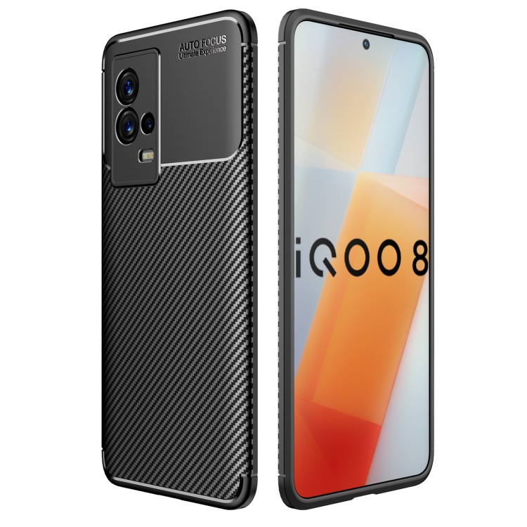 

For vivo iQOO 8 Carbon Fiber Texture Shockproof TPU Case(Black)