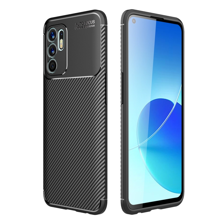 

For OPPO Reno6 4G (Indonesia) Carbon Fiber Texture Shockproof TPU Case(Black)