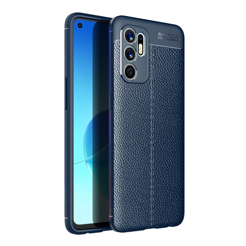 

For OPPO Reno6 4G (Indonesia) Litchi Texture TPU Shockproof Case(Navy Blue)