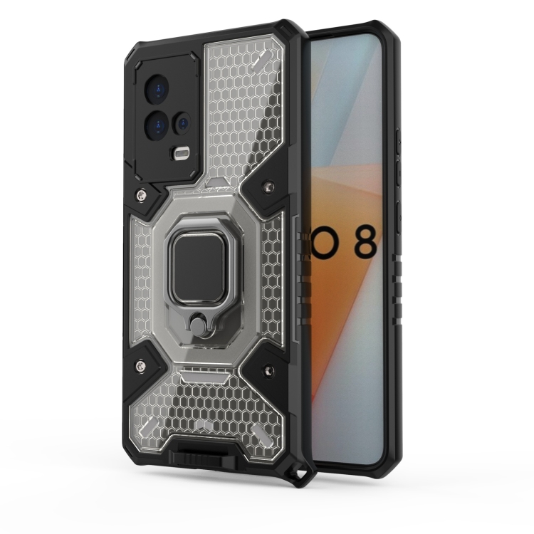 

For vivo iQOO 8 Space PC+TPU Shockproof Case with Ring Holder(Grey)