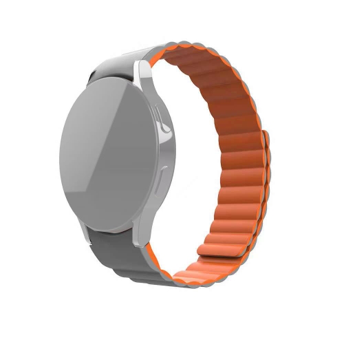 

For Samsung Galaxy Watch4 40mm / 44mm Silicone Magnetic Replacement Strap Watchband(Grey Orange)