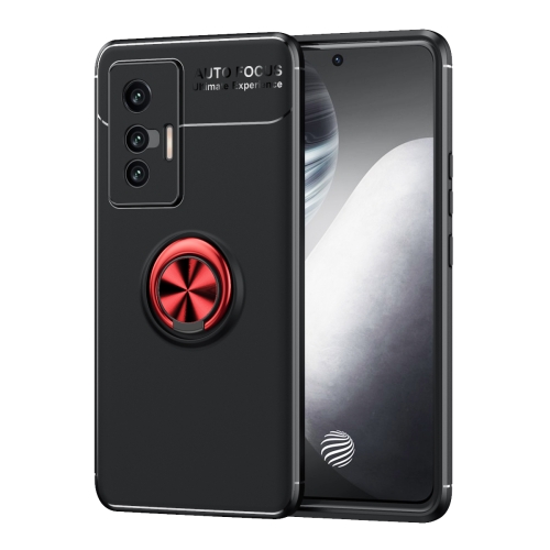 

For vivo X70 Metal Ring Holder 360 Degree Rotating TPU Case(Black+Red)