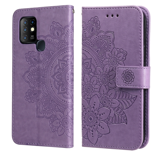 

7-petal Flowers Embossing Pattern Horizontal Flip PU Leather Case with Holder & Card Slots & Wallet & Photo Frame For Infinix Hot 10(Light Purple)