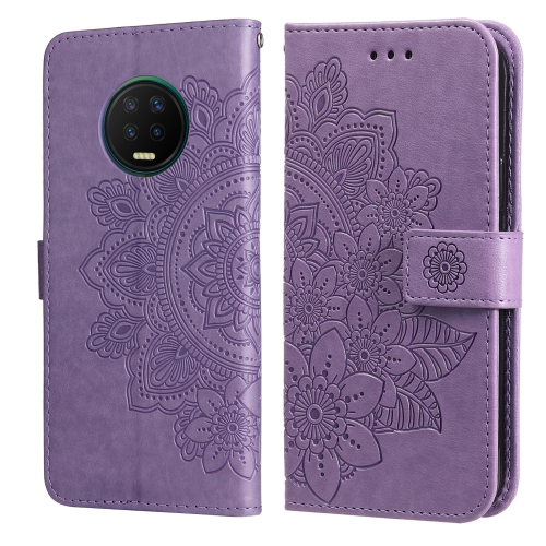 

7-petal Flowers Embossing Pattern Horizontal Flip PU Leather Case with Holder & Card Slots & Wallet & Photo Frame For Infinix Note 7 / X690(Light Purple)