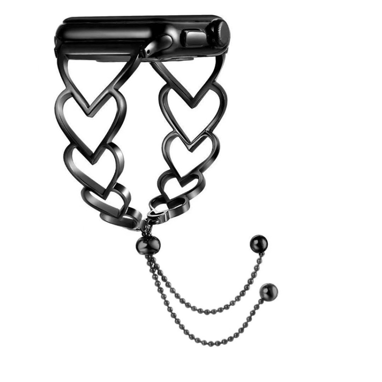 

Heart Metal Replacement Strap Watchband For Apple Watch Series 6 & SE & 5 & 4 40mm / 3 & 2 & 1 38mm(Black)