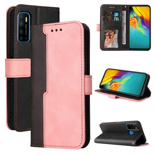 

Business Stitching-Color Horizontal Flip PU Leather Case with Holder & Card Slots & Photo Frame For Infinix Hot 9 / Note 7 Lite / X655C / Tecno Camon 15(Pink)