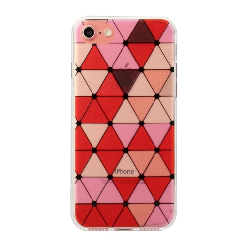 

Hollow Diamond-shaped Squares Pattern TPU Precise Hole Phone Protective Case For iPhone SE 2020 / 8 / 7(Red)