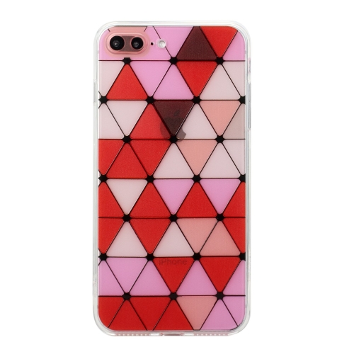 

Hollow Diamond-shaped Squares Pattern TPU Precise Hole Phone Protective Case For iPhone 8 Plus / 7 Plus(Red)
