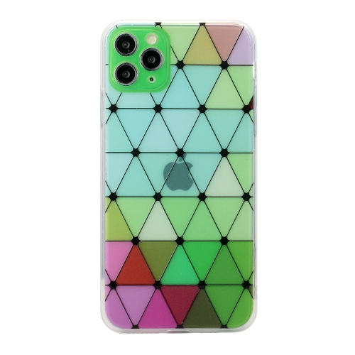 

Hollow Diamond-shaped Squares Pattern TPU Precise Hole Phone Protective Case For iPhone 11 Pro(Green)