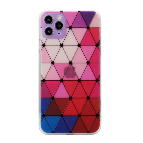 

Hollow Diamond-shaped Squares Pattern TPU Precise Hole Phone Protective Case For iPhone 11 Pro Max(Purple)