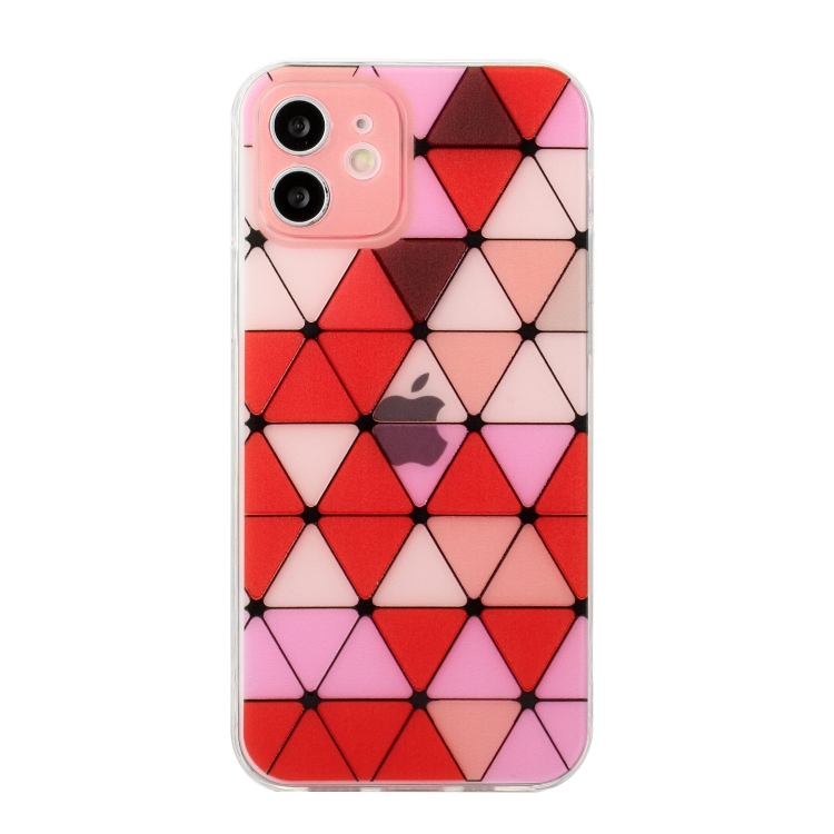 

Hollow Diamond-shaped Squares Pattern TPU Precise Hole Phone Protective Case For iPhone 12 mini(Red)